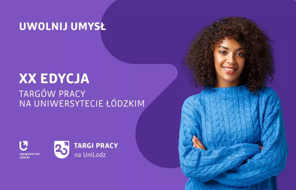 Grafika zapowiadająca jubileuszowe XX Targi Pracy Uniwersytetu Łódzkiego 2026.